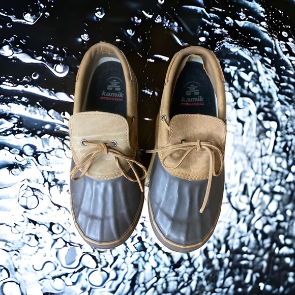 KAMIK DRAKE 2 BROWN WATERPROOF LEATHER & RUBBER LOW BOAT RAIN SHOES 10 medium - Picture 4 of 5